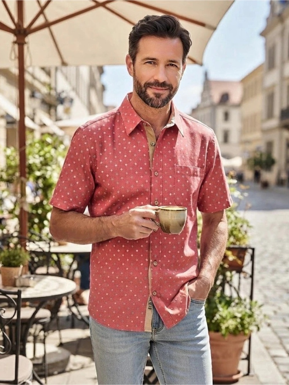 Nat Nast Men's Short Sleeve Patterned Shirt Size Medium